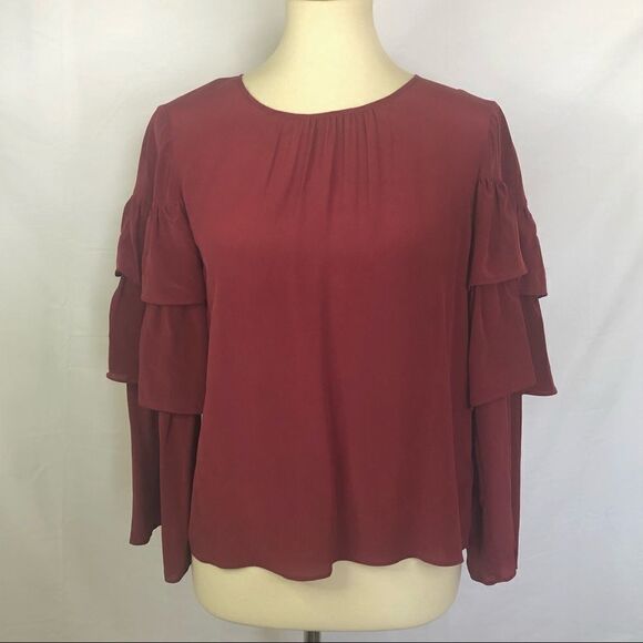 MADEWELL WATERLILY SILK RUFFLE BLOUSE NWT - Picture 2 of 10